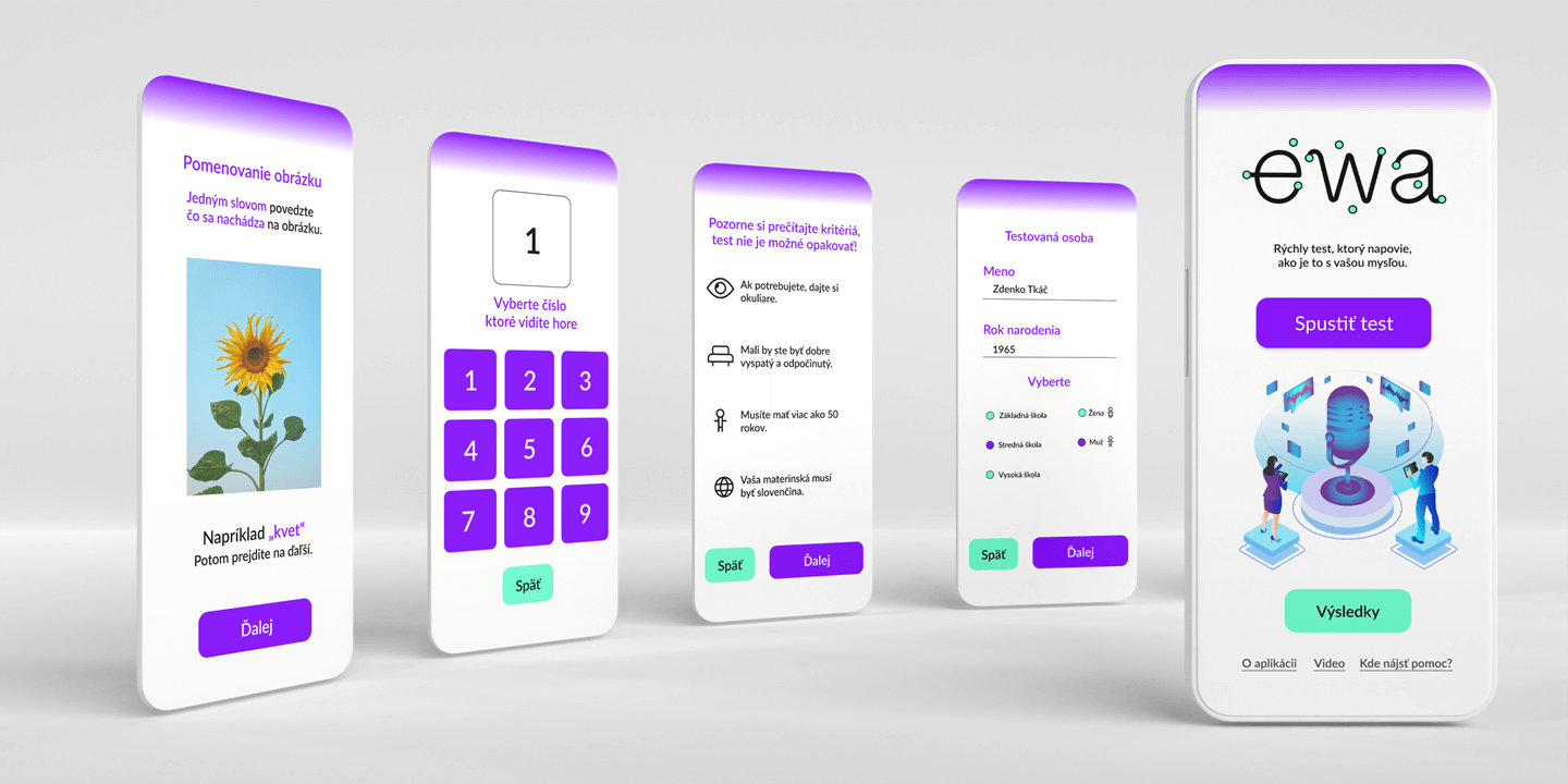 Mobil s aplikáciou - fialový vizuál